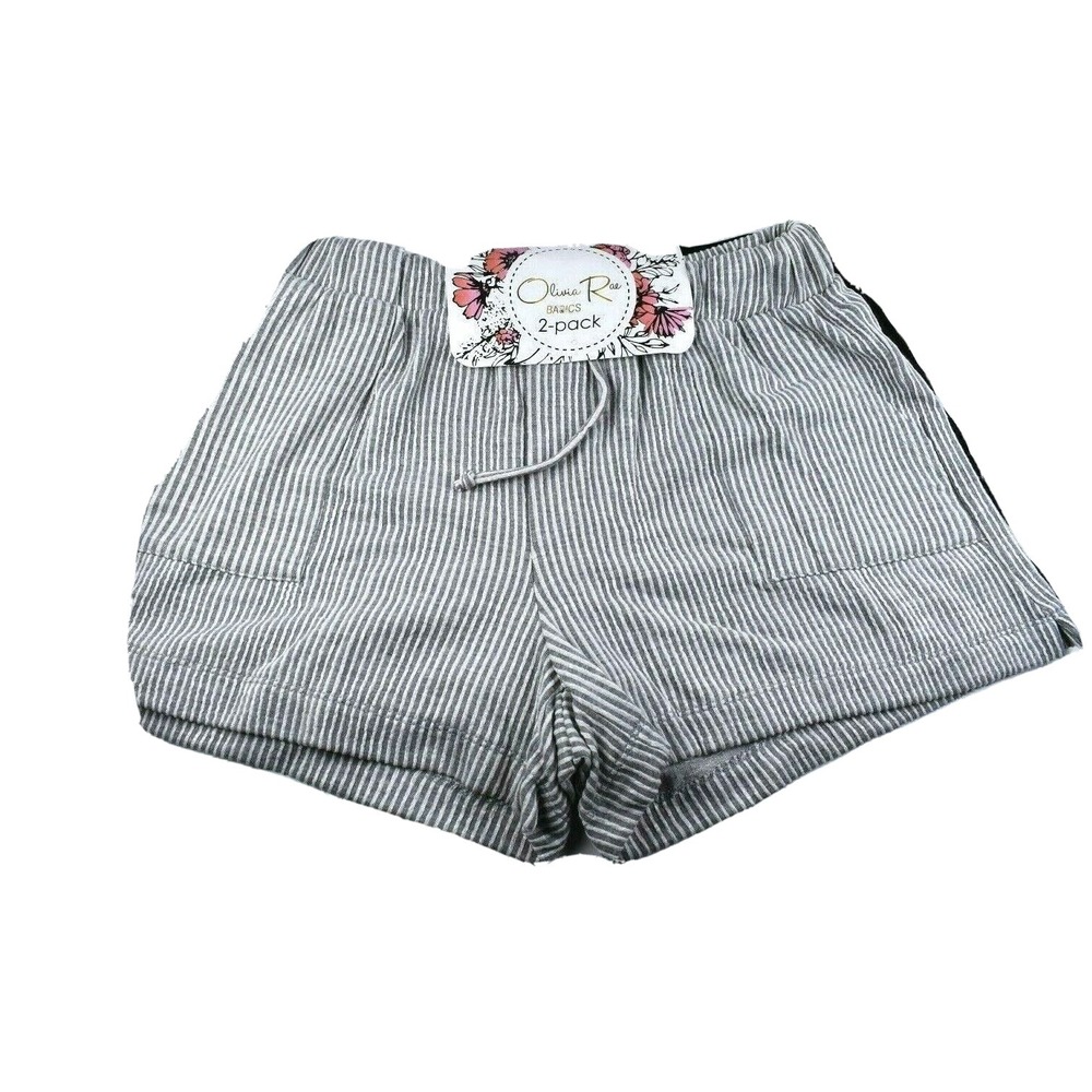 Olivia Rae Basics Women's Black, Gray and White Striped Shorts 2 Pack Large New